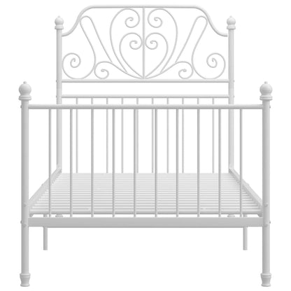 Bed Frame | White | Powder-coated metal | Single | Durable | Bed Frame