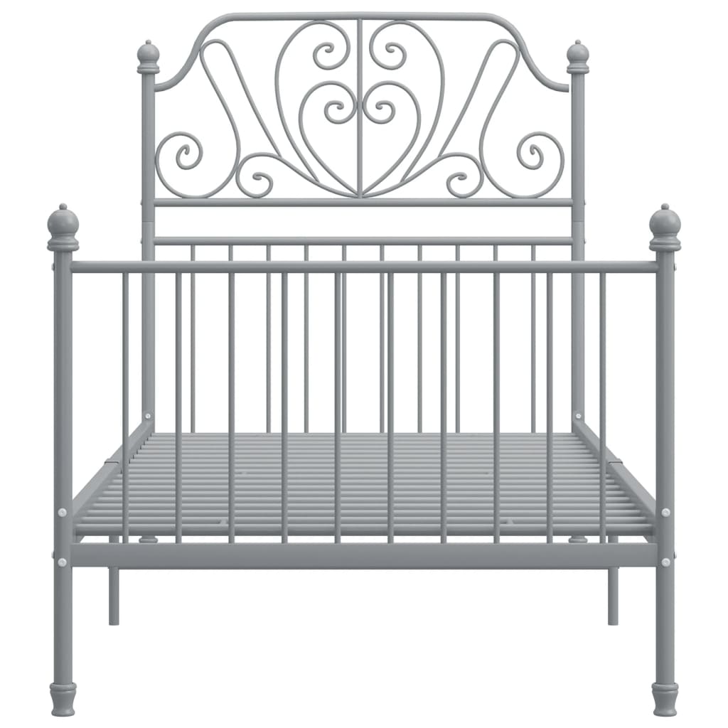 Bed Frame | Grey | Powder-coated metal | Single | Durable | Bed Frame