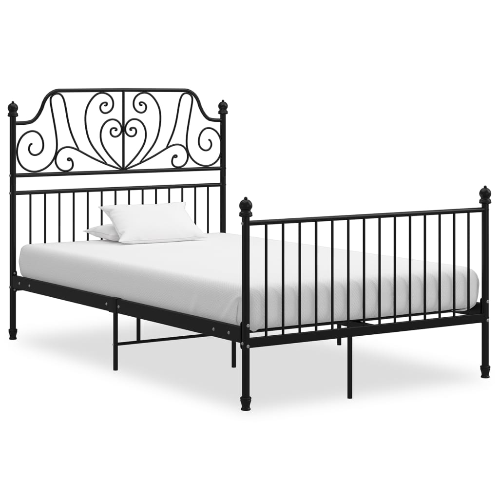 Bed Frame | Black | Powder-Coated Metal | 120x200 cm Mattress Size