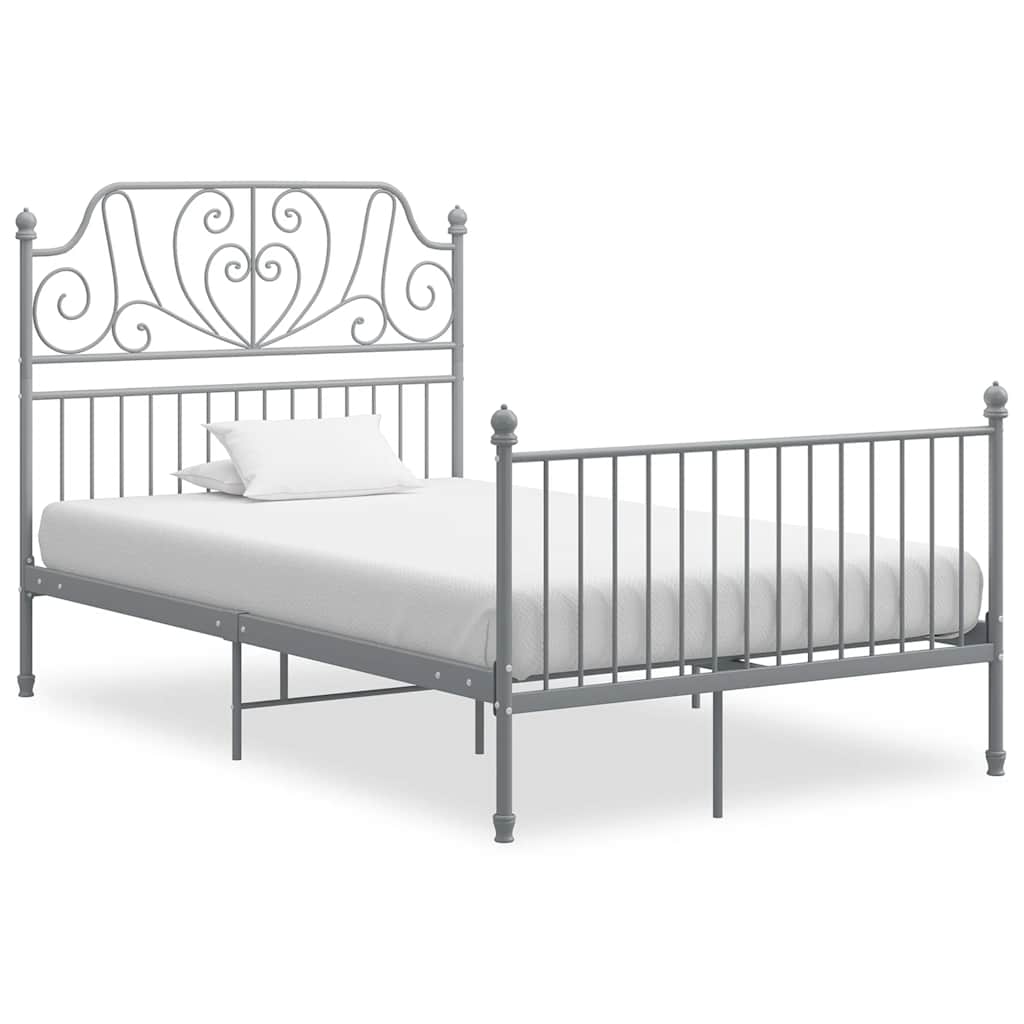 Grey Bed Frame | Powder-coated metal | Double | Durable | Bed Frame