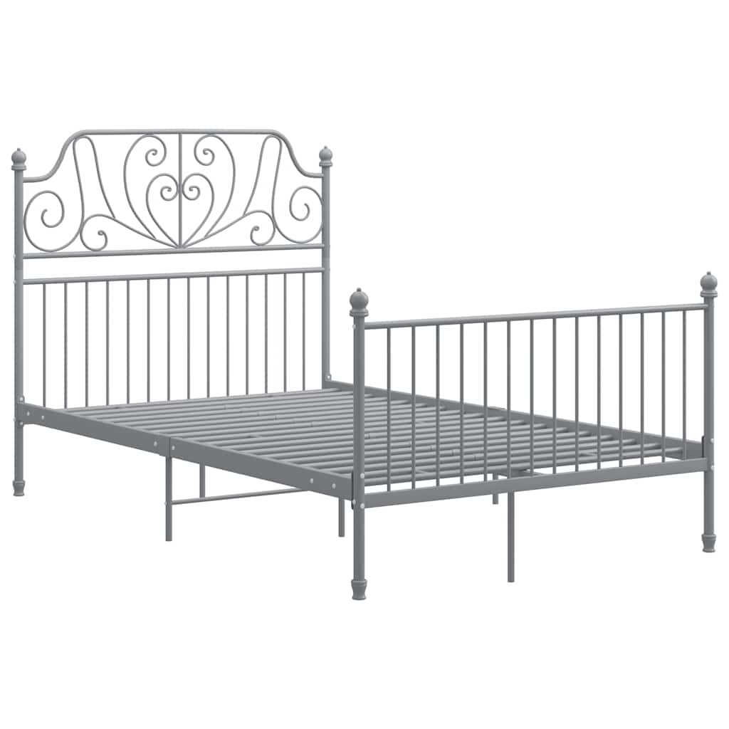 Grey Bed Frame | Powder-coated metal | Double | Durable | Bed Frame