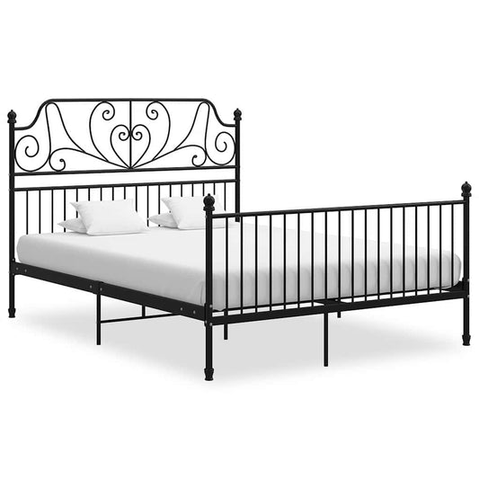 Bed Frame without Mattress Black Metal 140x200 cm