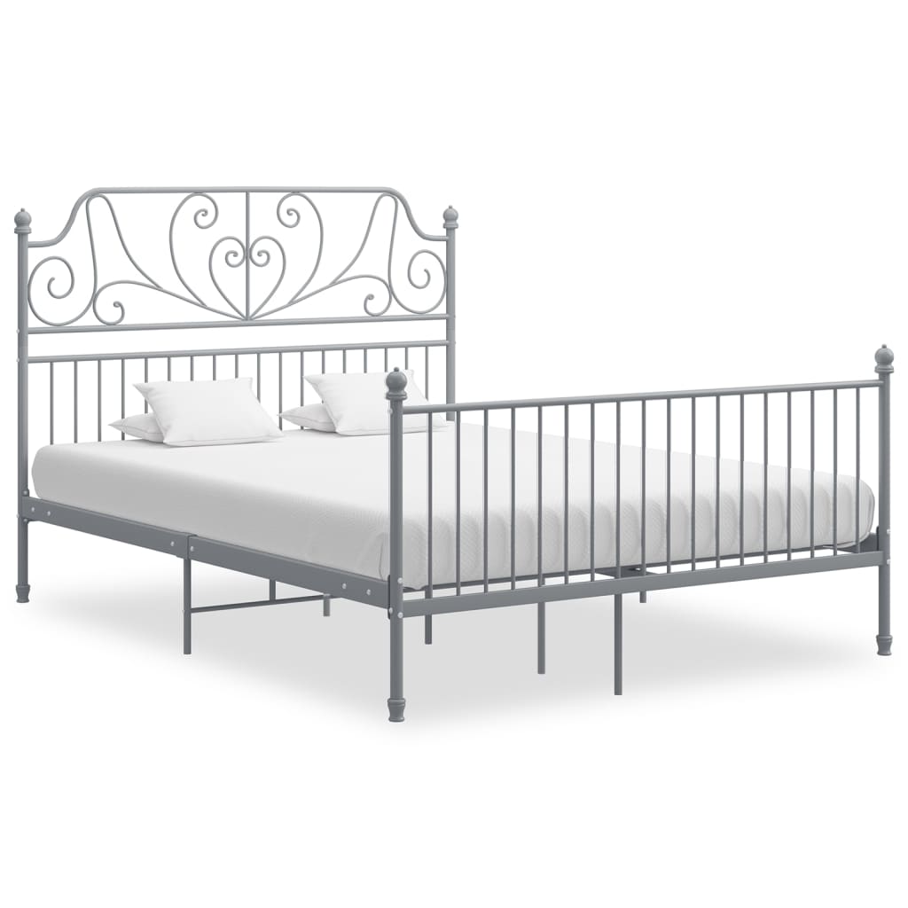 Bed Frame | Grey | Powder-coated metal | Double | Durable | Bed Frame