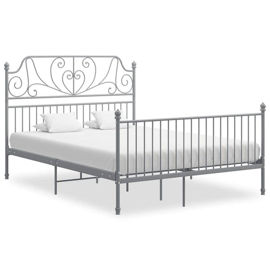 Bed Frame without Mattress Grey Metal 140x200 cm