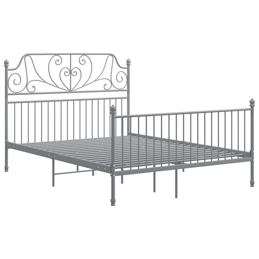 Bed Frame without Mattress Grey Metal 140x200 cm