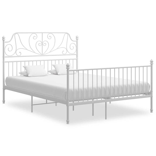 Bed Frame with Headboard without Mattress White 160x200cm Metal