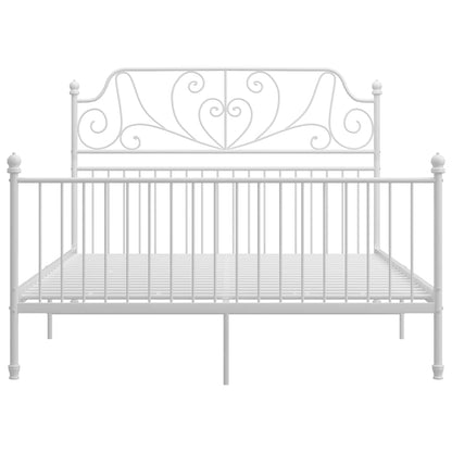 Bed Frame | White | Powder-Coated Metal | Double | Durable | Bed Frame