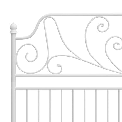 Bed Frame | White | Powder-Coated Metal | Double | Durable | Bed Frame
