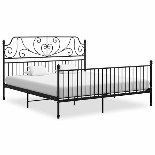 Bed Frame without Mattress Black Metal 180x200 cm