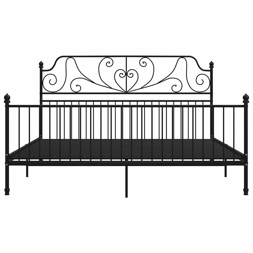 Bed Frame | Black | Powder-coated metal | 200 x 200 cm | Durable
