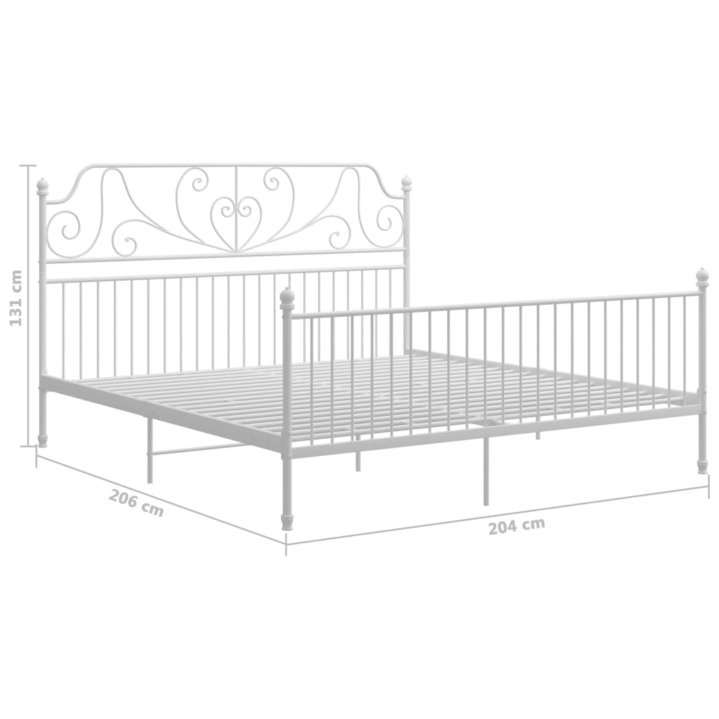 Bed Frame | White | Powder-coated metal | Double | Durable | Bed Frame