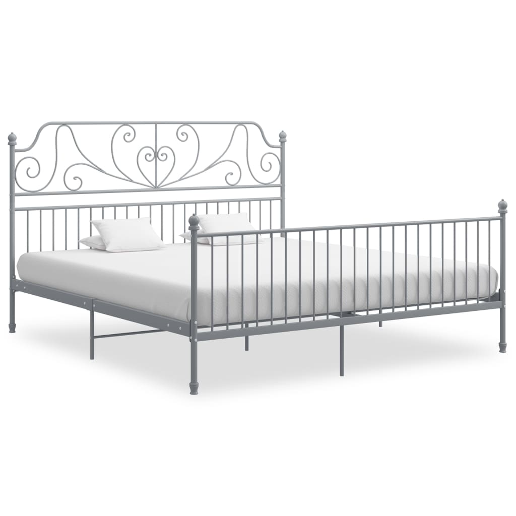 Bed Frame without Mattress Grey Metal 200x200 cm