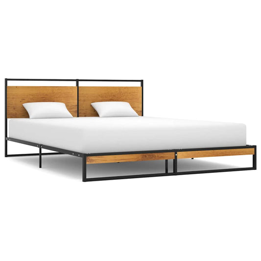 Bed Frame | Black | Powder-coated metal, melamine coated MDF | 160x200 cm