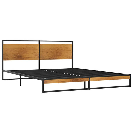 Bed Frame | Black | Powder-coated metal, melamine coated MDF | 160x200 cm