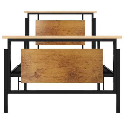 Bed Frame | Black, Oak | Solid oak wood, powder-coated metal, MDF