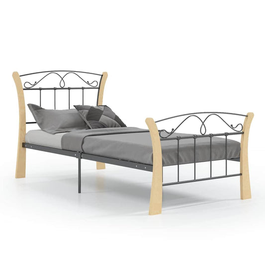Bed Frame without Mattress Black Metal 90x200 cm