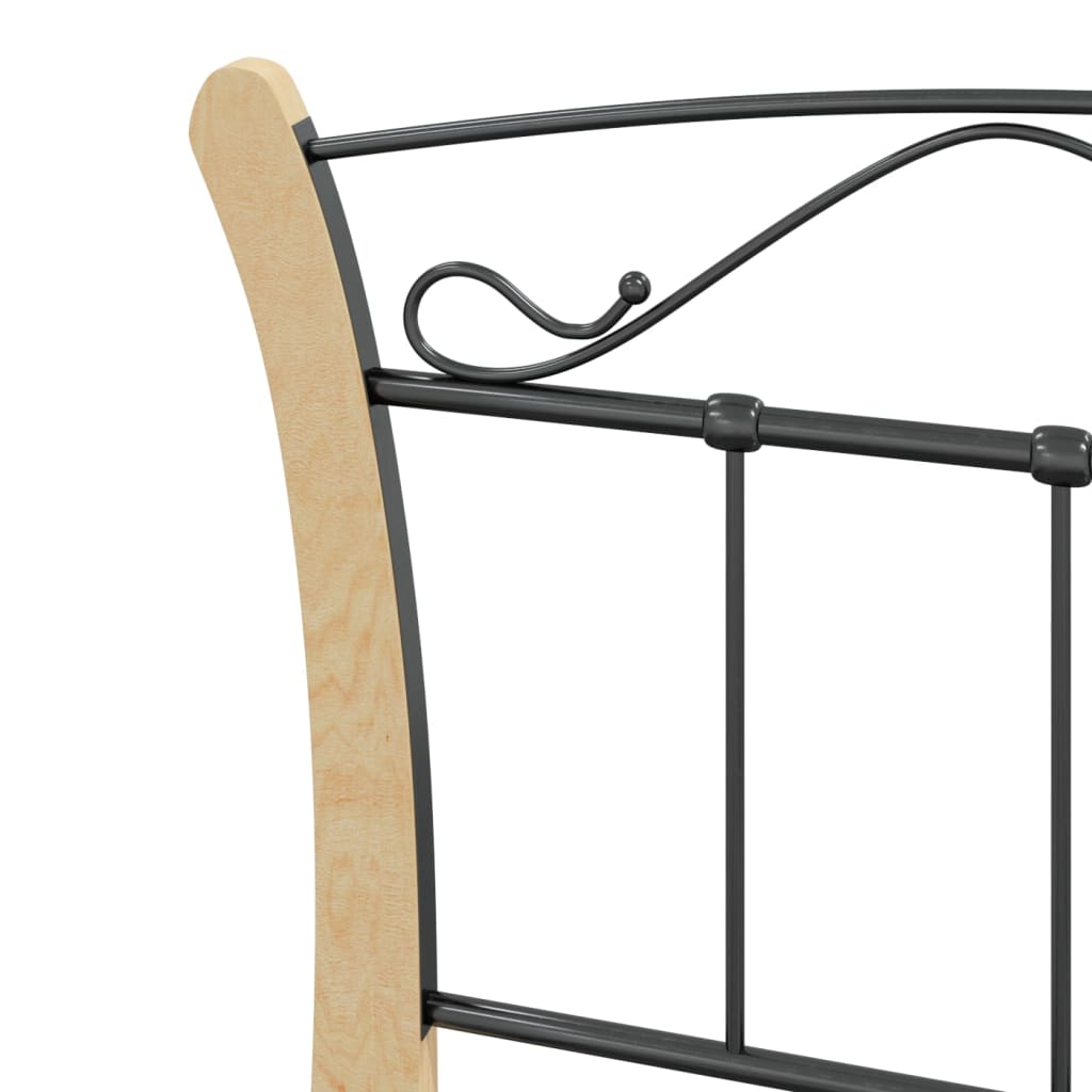 Bed Frame | Black and natural | Powder-coated metal, solid oak wood