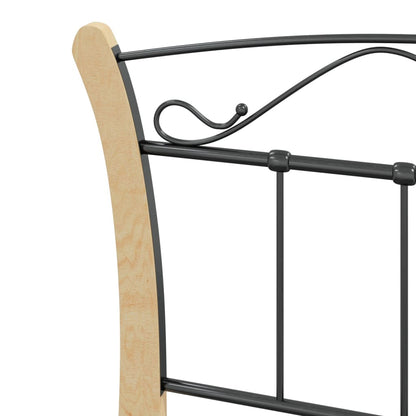 Bed Frame | Black and natural | Powder-coated metal, solid oak wood