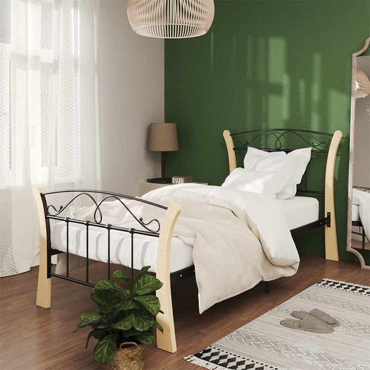 Bed Frame without Mattress Black Metal 90x200 cm