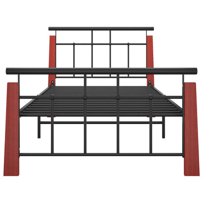 Bed Frame without Mattress Metal and Solid Oak Wood 90x200 cm