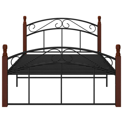 Bed Frame | Black and natural | Powder-coated metal, solid oak wood
