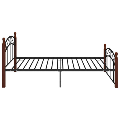 Bed Frame | Black and natural | Powder-coated metal, solid oak wood
