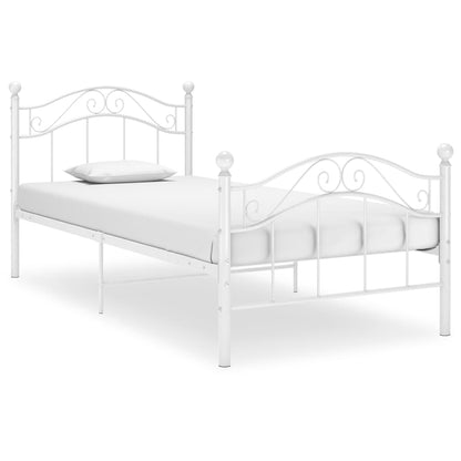 Bed Frame | White | Powder-coated metal | Single | Durable | Bed Frame