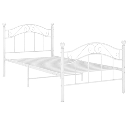 Bed Frame | White | Powder-coated metal | Single | Durable | Bed Frame