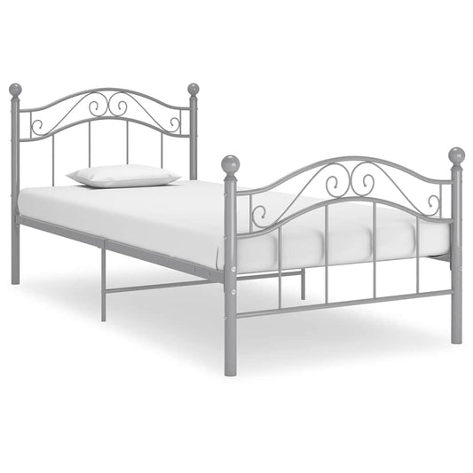 Bed Frame without Mattress Grey Metal 90x200 cm
