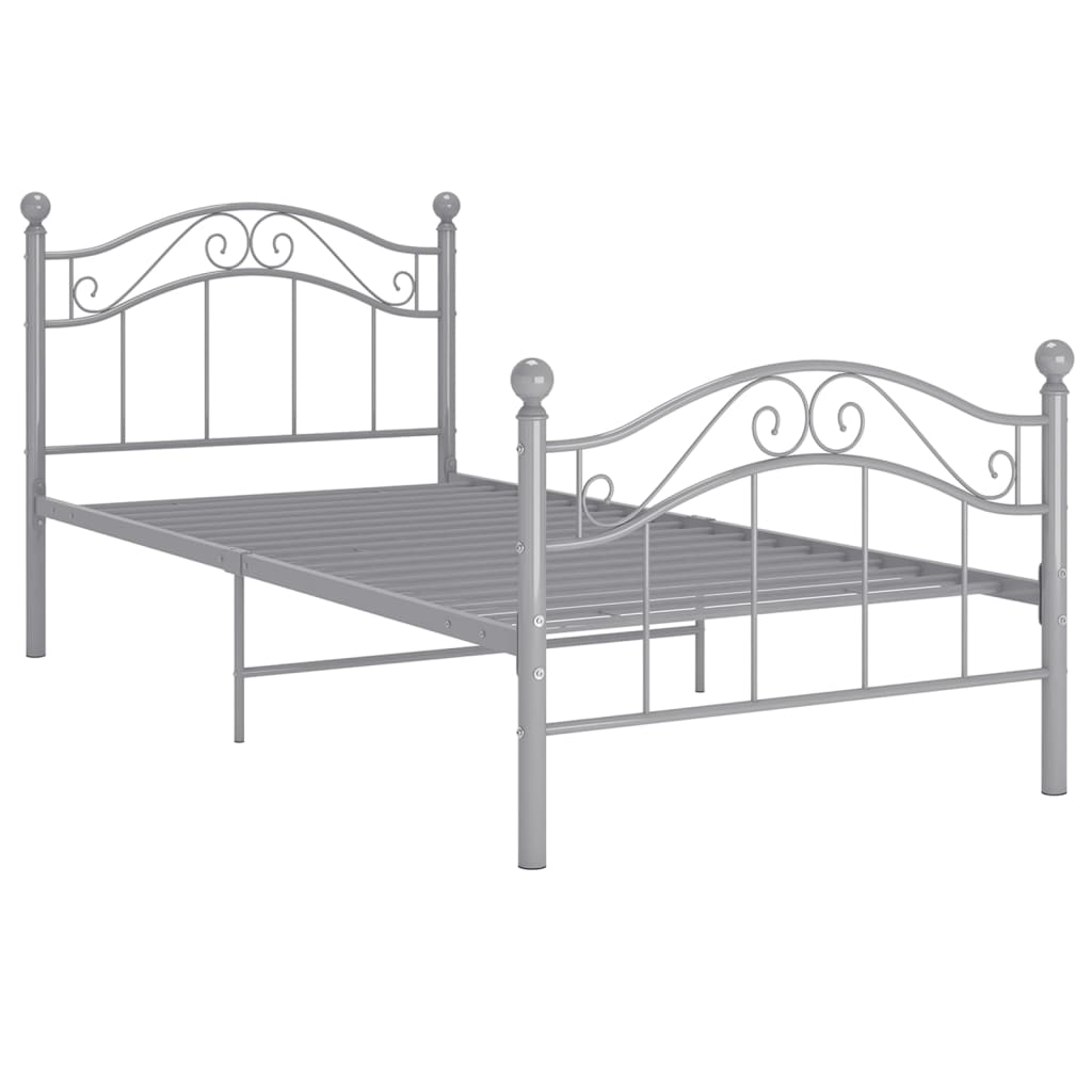 Bed Frame | Grey | Powder-coated metal | Single |  Durable  | Bed Frame
