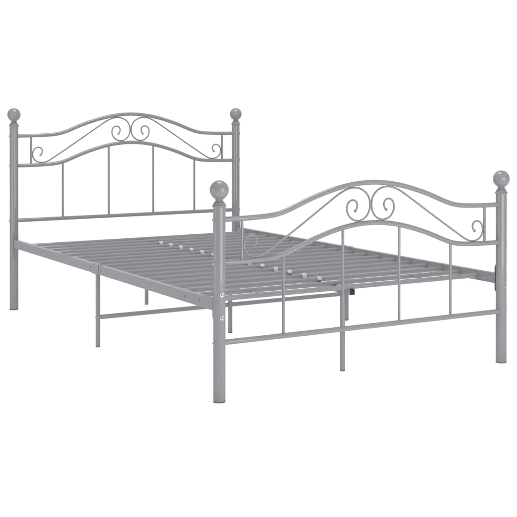 Bed Frame | Grey | Powder-coated metal | Double | Bed Frame | Rectangular