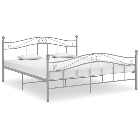 Bed Frame without Mattress Grey Metal 160x200 cm