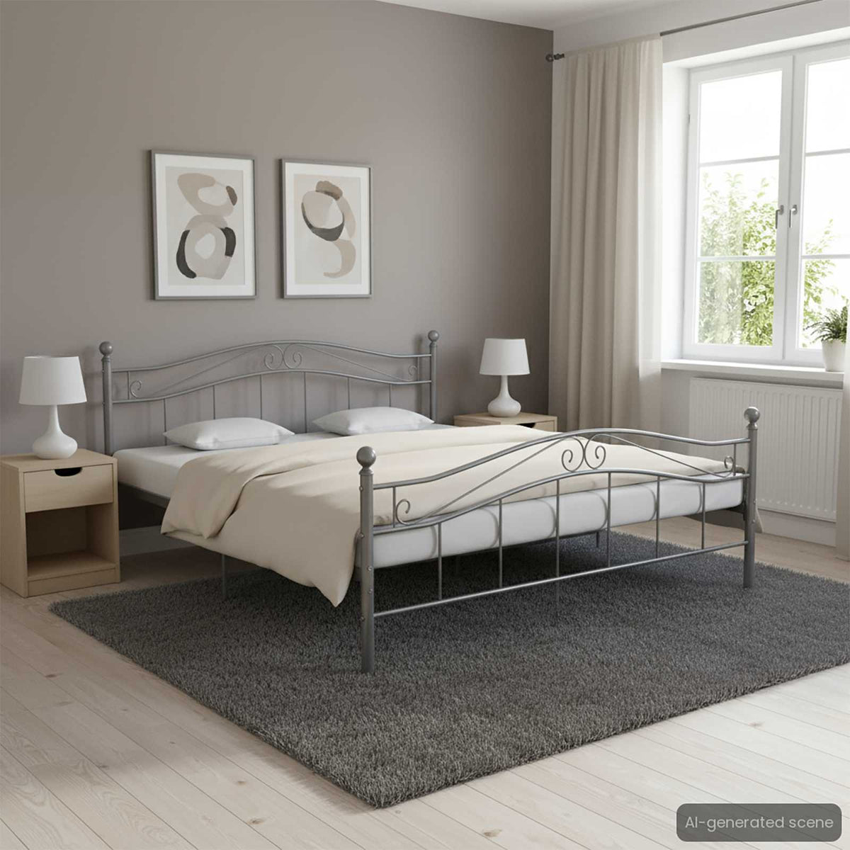 Bed Frame without Mattress Grey Metal 200x200 cm