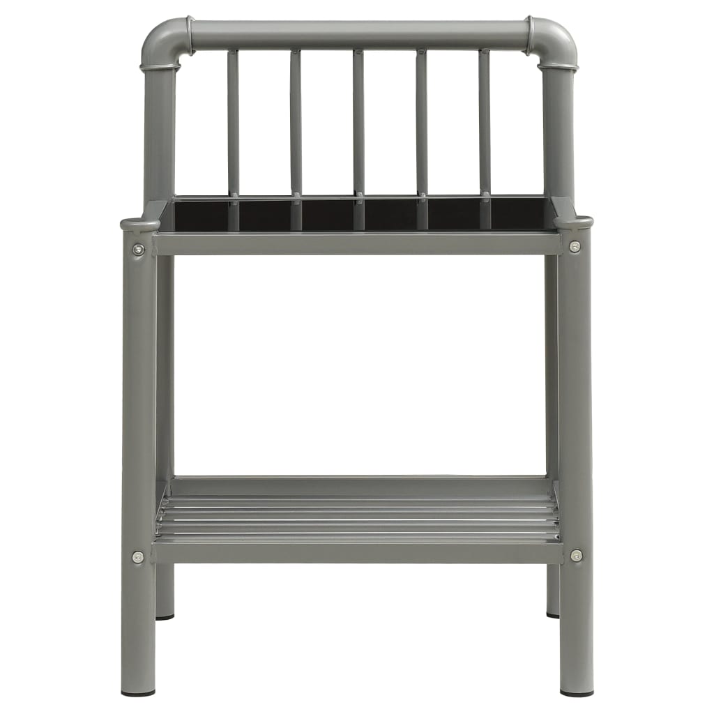 Bedside Cabinets 2 pcs Grey and Black Metal and Glass