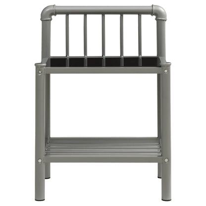 Bedside Cabinets 2 pcs Grey and Black Metal and Glass