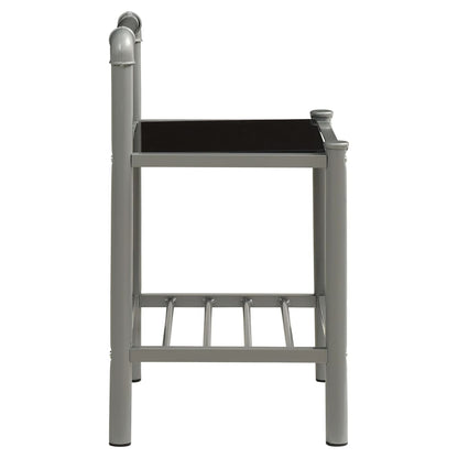 Bedside Cabinets 2 pcs Grey and Black Metal and Glass