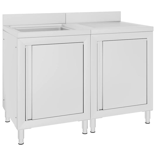 Commercial Kitchen Sink Cabinet Stainless Steel 120x60x96 cm