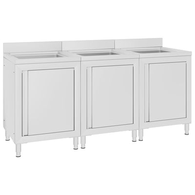 Commercial Kitchen Sink Cabinets 3 pcs Stainless Steel