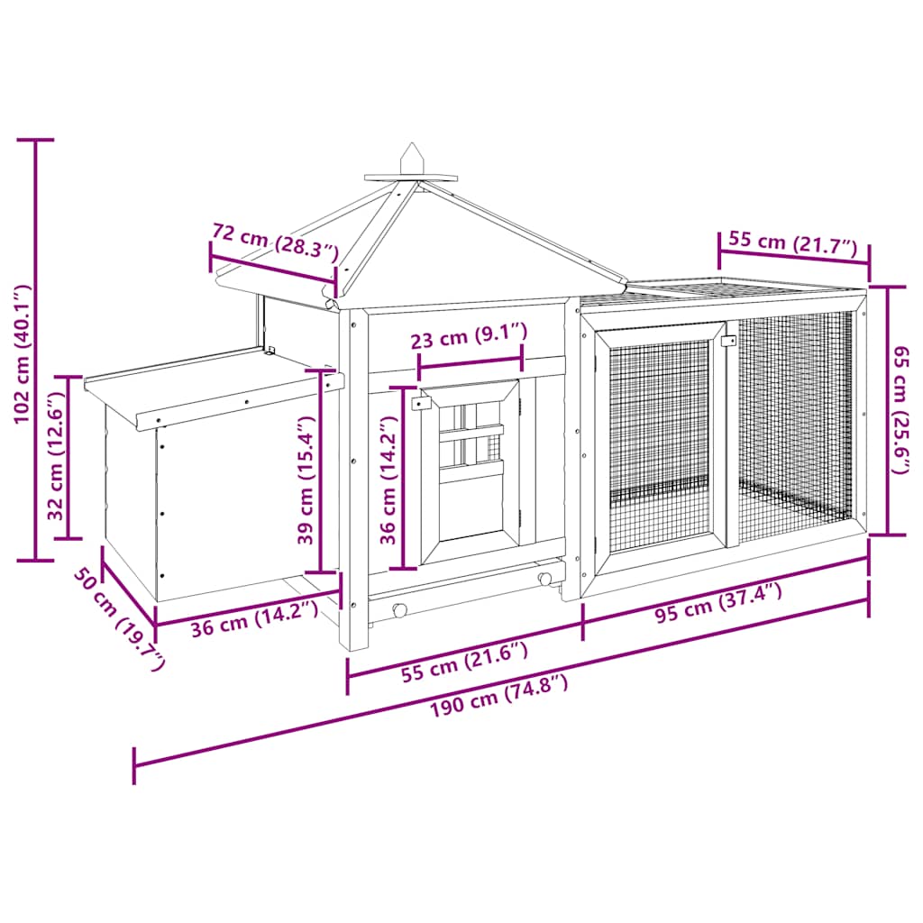 Chicken Coop Mocha Solid Firwood, Plywood, Galvanized Steel Large