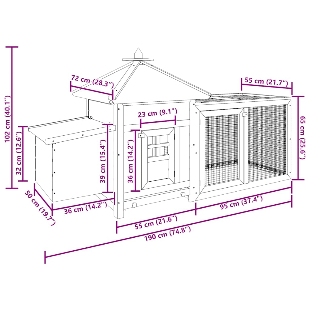 Chicken Coop Red Solid firwood, plywood, galvanized steel Large
