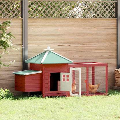 Chicken Coop Red Solid firwood, plywood, galvanized steel Large