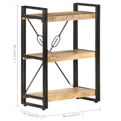 3-Tier Bookcase 23.6"x11.8"x31.5" Solid Mango Wood