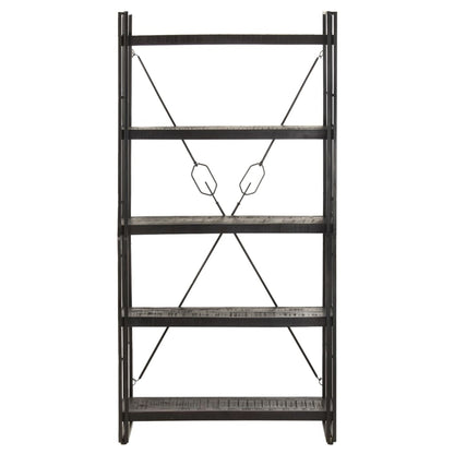 5-Tier Bookcase Black 35.4"x11.8"x70.9" Solid Mango Wood