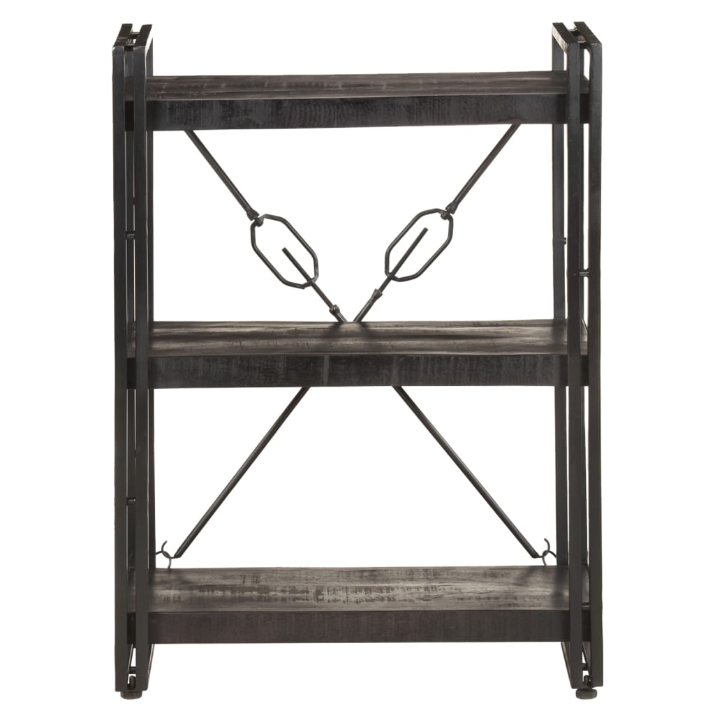 3-Tier Bookcase Black 60x30x80 cm Solid Mango Wood