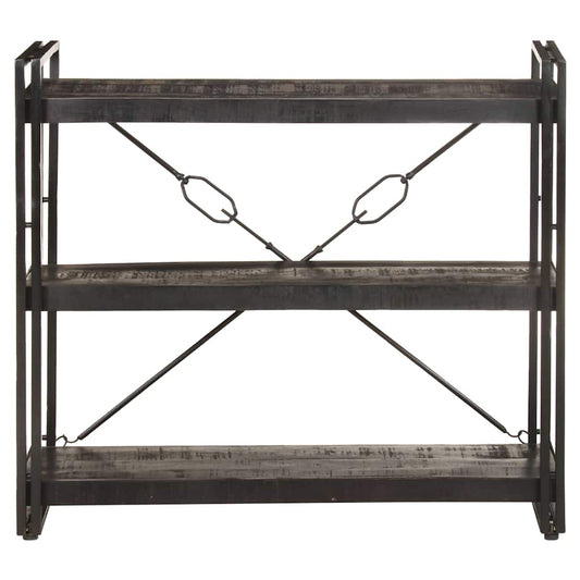 3-Tier Bookcase Black 90x30x80 cm Solid Mango Wood