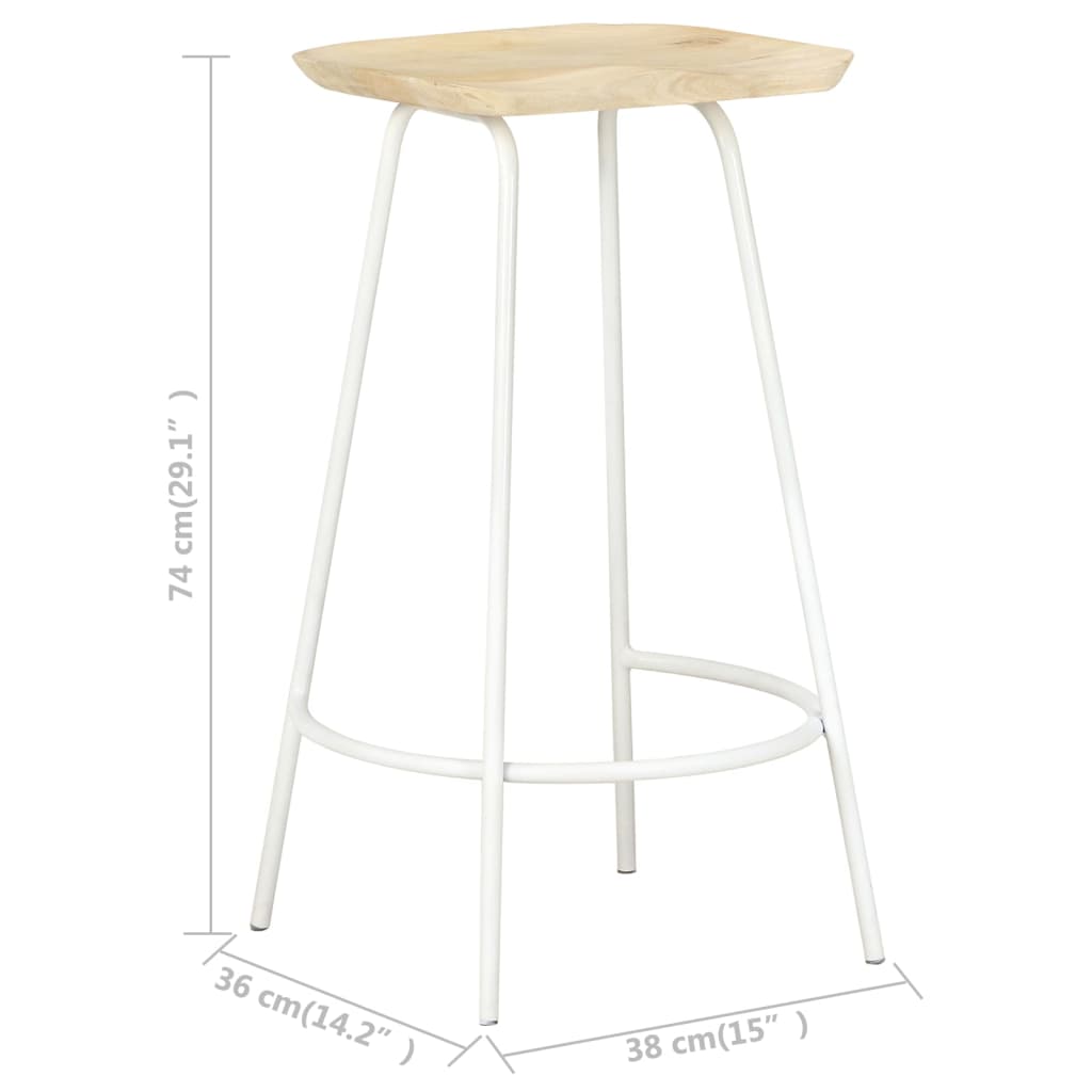 Bar Stools 2 pcs Solid Mango Wood