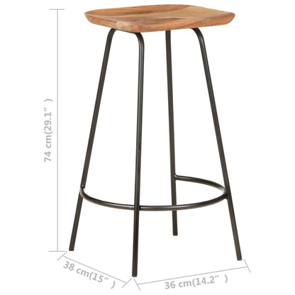 Bar Stools 2 pcs Solid Acacia Wood