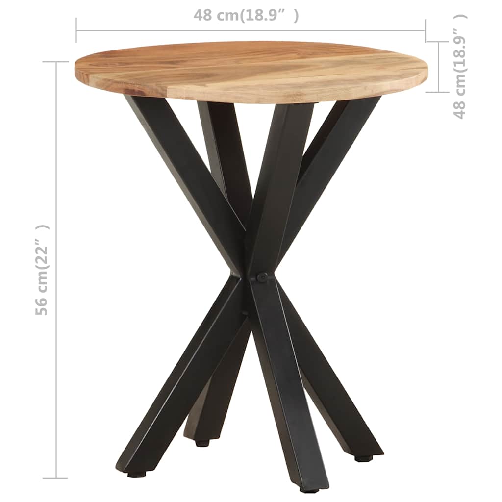 Side Table | Natural wood tones; Black legs