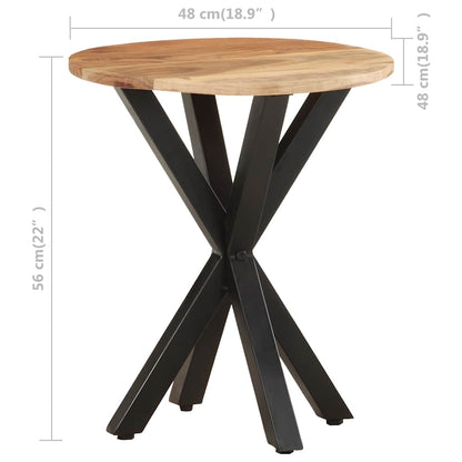 Side Table | Natural wood tones; Black legs