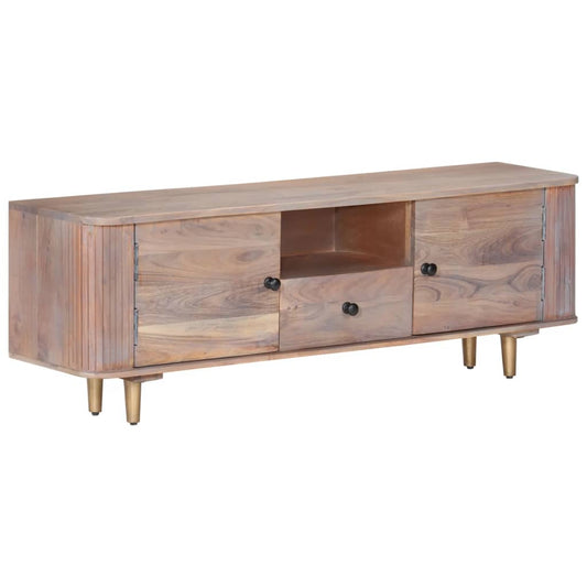 TV Cabinet | Light grey wood, Brass